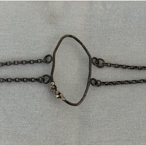 Handmade Artisanal Brutalist Hammered Metal Bracelet with Raw Stone Rustic Boho